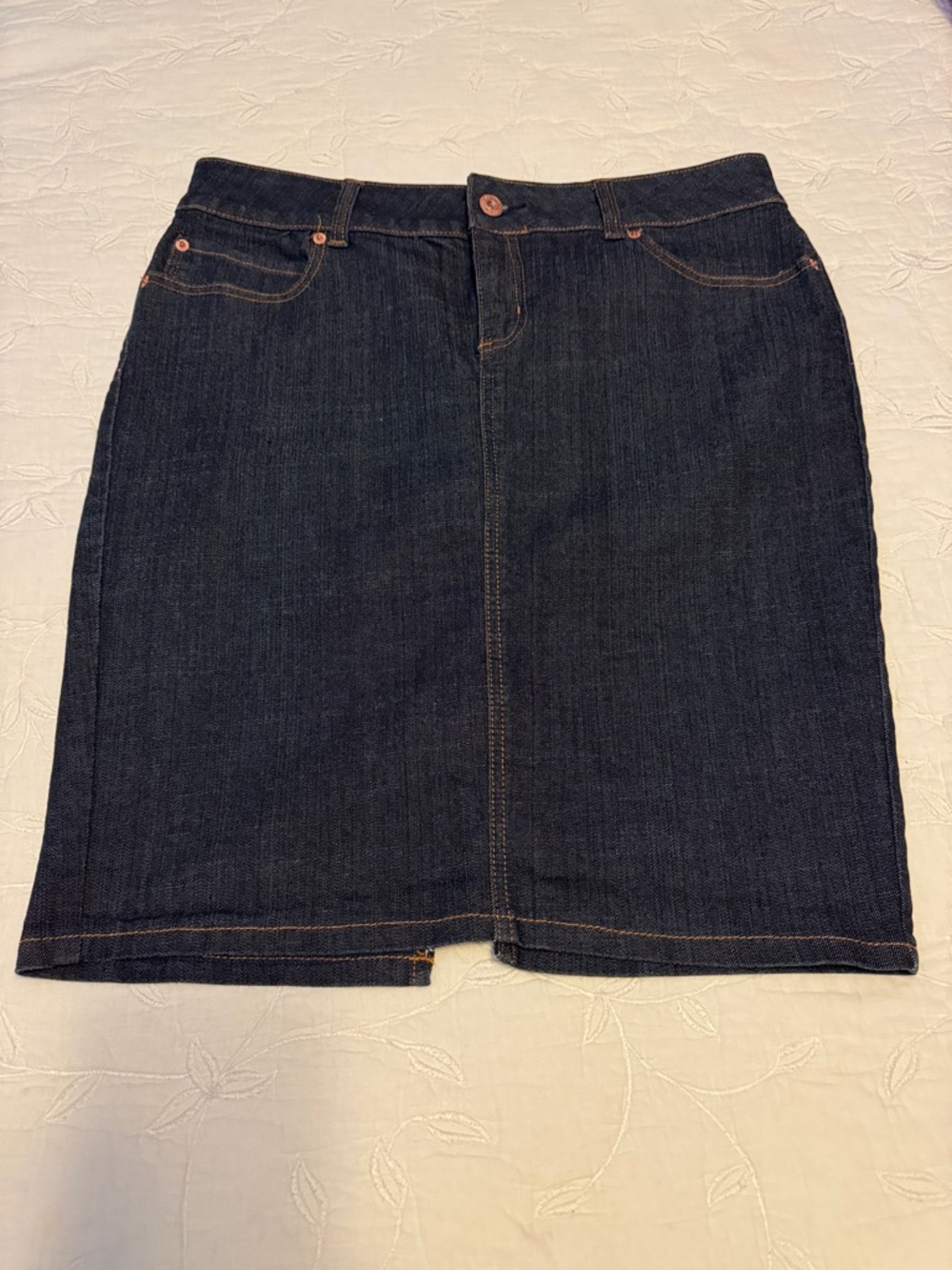 Mixit Dark Blue Denim Pencil Midi Skirt